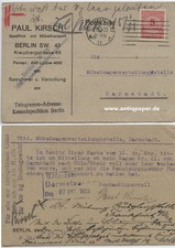 Firmenpostkarte EF Infla Spedition Möbeltransport Kirsch Berlin n Darmstadt 1923