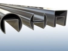 Glasleisten Profil Rohr von 26 bis 145 cm mit Nut Edelstahl für Duschabtrennung