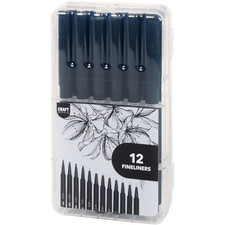 12x Fineliner Schwarz Set