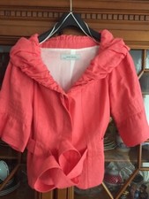 ZARA Schöne Leinenjacke Blazer Sommerjacke Trompetenärmel Gr.L neu Blogger Style