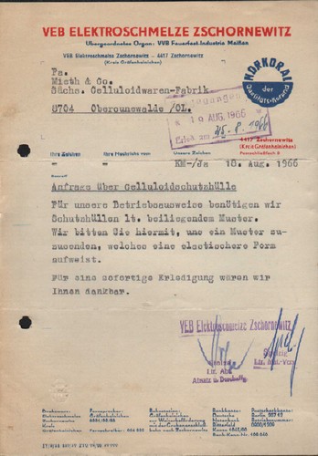 Zschornewitz brief 1966 - 1966,, veb