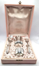 Besteck Set Taufset Art Deco Frankreich um 1930 Versilbert Gabel Messer Becher