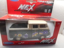 Modellauto NEX Welly Nr.43603DT-C B2 VW T1 Bulli Doppelkabine ca1:34-36 grün OVP
