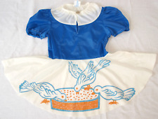 Kleid DDR Mädchen Nylon Dederon Vintage Ostalgie VEB Kinder 110 Blau Tauben