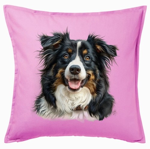 Kissenbezug pink border collie - kissenbezug,