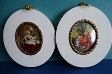 2x Miniatur Lupenmalerei Gemälde Marie Antoinette mit Ihren Kindern,Lady Rushout