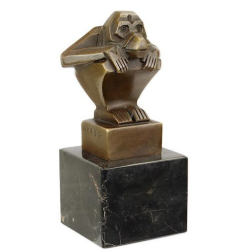 Bronzefigur affe hockend - bronzefigur,