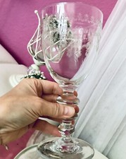 Antik 1 Kelchglas Weißbier? Glas Pokalglas Ätzglas Balusterschaft