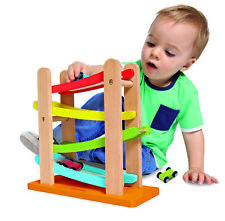 Eichhorn EH  Kugelbahn Autobahn aus Holz in Farbe Autorennbahn