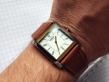 Uhr Herrenuhr Boccia Titanium Titan Herrenarmbanduhr quadratischem Leder Braun