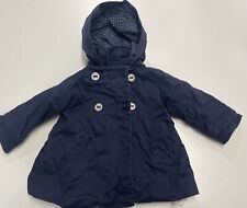 JACADI schicke Jacke Mäntelchen Gr. 12M Dunkelblau Mädchen Kapuze Mantel #PAT