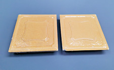 Kachel Fliese SET 2 Stück gelb orange 22 x 22 cm H= 5 cm Ofen Fliese Mügeln