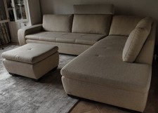Sofa m. Hocker, Gebraucht, Hersteller GEPADE, Raumausstatter Qualität, Beige