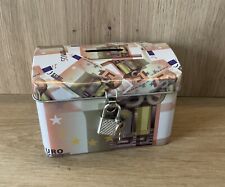 Spardose Geld Scheine Motiv 50€ Noten Metalldose Schloss & Schlüssel Sparbüchse