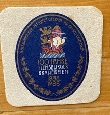 2 Bierdeckel 100 Jahre Flensburger Brauereien und Jever Pilsener mit Roter Hauba