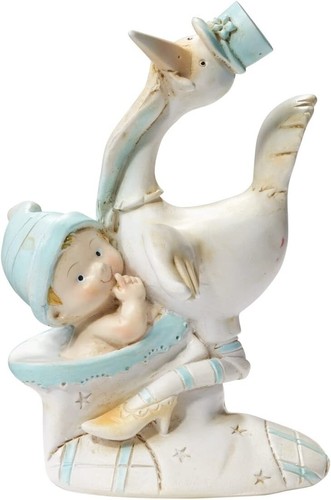 Storch mit baby schuh blau - mit,