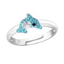 Kinder Ring Delfin 925 Silber Fingerring verstellbar Kinderschmuck