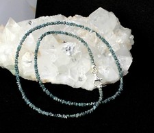 Echte Roh Diamant Kette Edelsteinkette Funkelnd BLAU Collier nuggets Edel 25 kt
