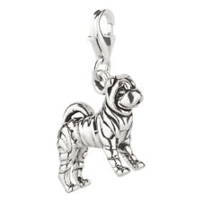 Charm / Anhänger Hund Shar Pei 2 mit Karabinerverschluß 925 Sterling Silber