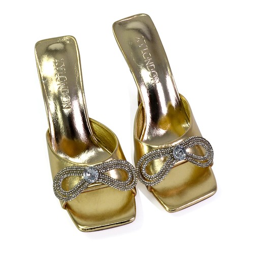 Damen sandalen strass schleife - strass,