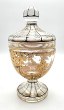 Wunderschöner Deckelpokal - geschliffen und gold bemalt - Glaspokal Glas Pokal