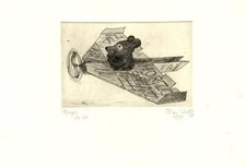 Flieger. Original Radierung, handsigniert, limitierte Auflage Nr. 36/80