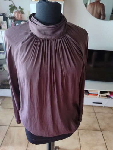 Aubergine bluse satin - aubergine,
