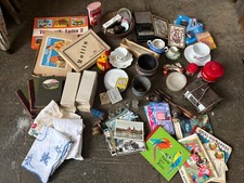 Posten Trödel antik Spielzeug Glas Porzellan Wäsche Flohmarkt Ansichtskarten