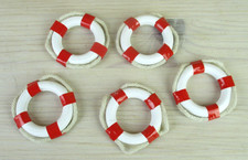 5er Set Holz Rettungsring rot/weiß Ø5cm maritime Deko Tischdeko Basteln