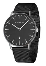 FIREFOX Damen Herren- Männeruhr Schwarz Edelstahl Mesharmband 5 ATM wasserdicht