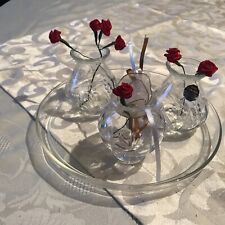 3 x kleine Vasen Tisch-Deko Dekoration Blumen Väschen Set Glas Teller 4-tlg