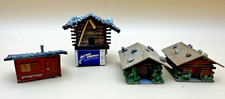 Alpenhaus Miniatur 4 Hütten Holz Almhütten Handarbeit Diorama Schweiz Deko