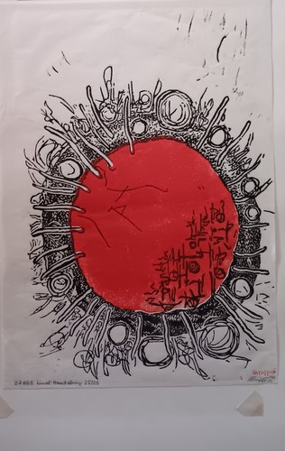 Linolschnitt kunst signiert - kunst,