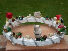 Adventskranz, Zapfenmännchen, Porzellan Schneebaby's und Weihnachtsmann, 5#4