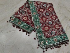 Indischer Vintage Braut Dupatta Pailletten Schal Perlen Gewebe Netz Schleier ...