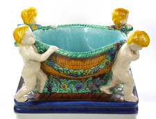 dekorative Schale - nach Wilhelm Süs - 4 Putti - Majolika