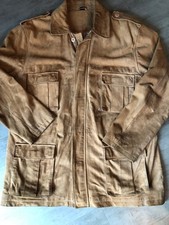 Herren Lederjacke Gr. 58 Beige Veloursleder Safari-Style guter Zustand Echtleder
