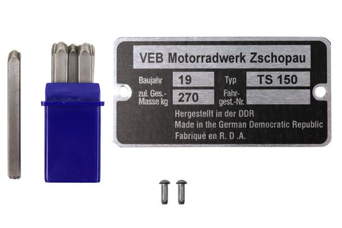 Typenschild für 150 mit - für, mz