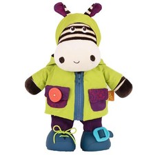 B. toys Zebra Kuscheltier zum Anziehen lernen – Schleife Reißverschluss Klett...