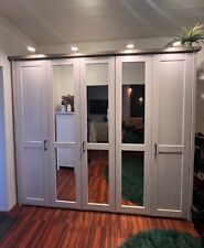 Drehtürenschrank Schrank Kleiderschrank weiß Pinie 5 Türen Spiegel Landhausstil.