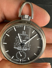 SI Chronometer Vintage Taschenuhr | Handaufzug Sammleruhr Schwarz