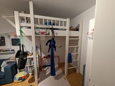 Hochbett hochwertige Tischleranfertigung 90x200cm, weiß lackiert