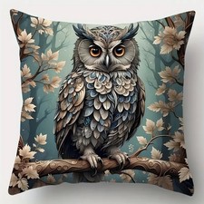 Herbst Deko Kissen 45 cm Kissenbezug Tiere Eule Natur floral Blume Retro Shabby