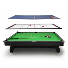 Billardtisch Pool Tisch Schwarz 7FT mit Ping-Pong & Cymbergaj Set THUNDER®