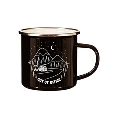 Emaille Becher Out of Office Camper Tasse Kaffeebecher Tee Bus Camping Vanlife