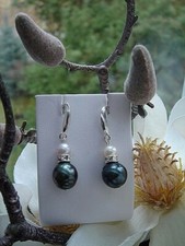 Silber Ohrringe, Tahitiperle