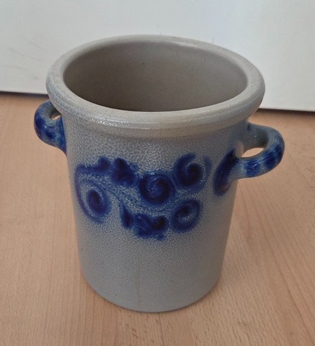 Steingut topf blau grau - steingut, blau‑grau