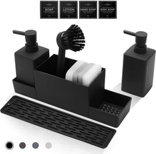 CAUTIOUS 350ML Seifenspender Schwarz Matt Spülbecken Organizer Spülmittelspender