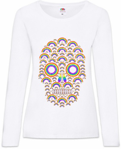 Rainbow skull damen langarm - rainbow,
