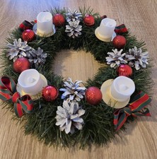 Adventskranz rund, Weihnachtsdeko Tischkranz,  Ø 34 cm.HANDARBEIT LED